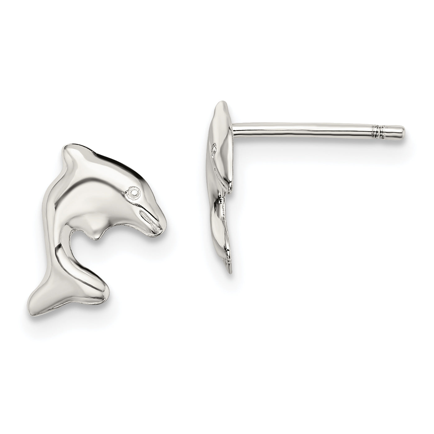 Sterling Silver Rhodium-plated Dolphin Stud Earrings Main image