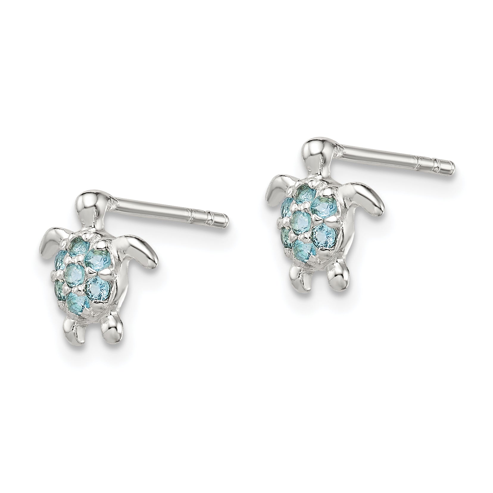 Sterling Silver CZ Turtle Post Earrings Secondary image