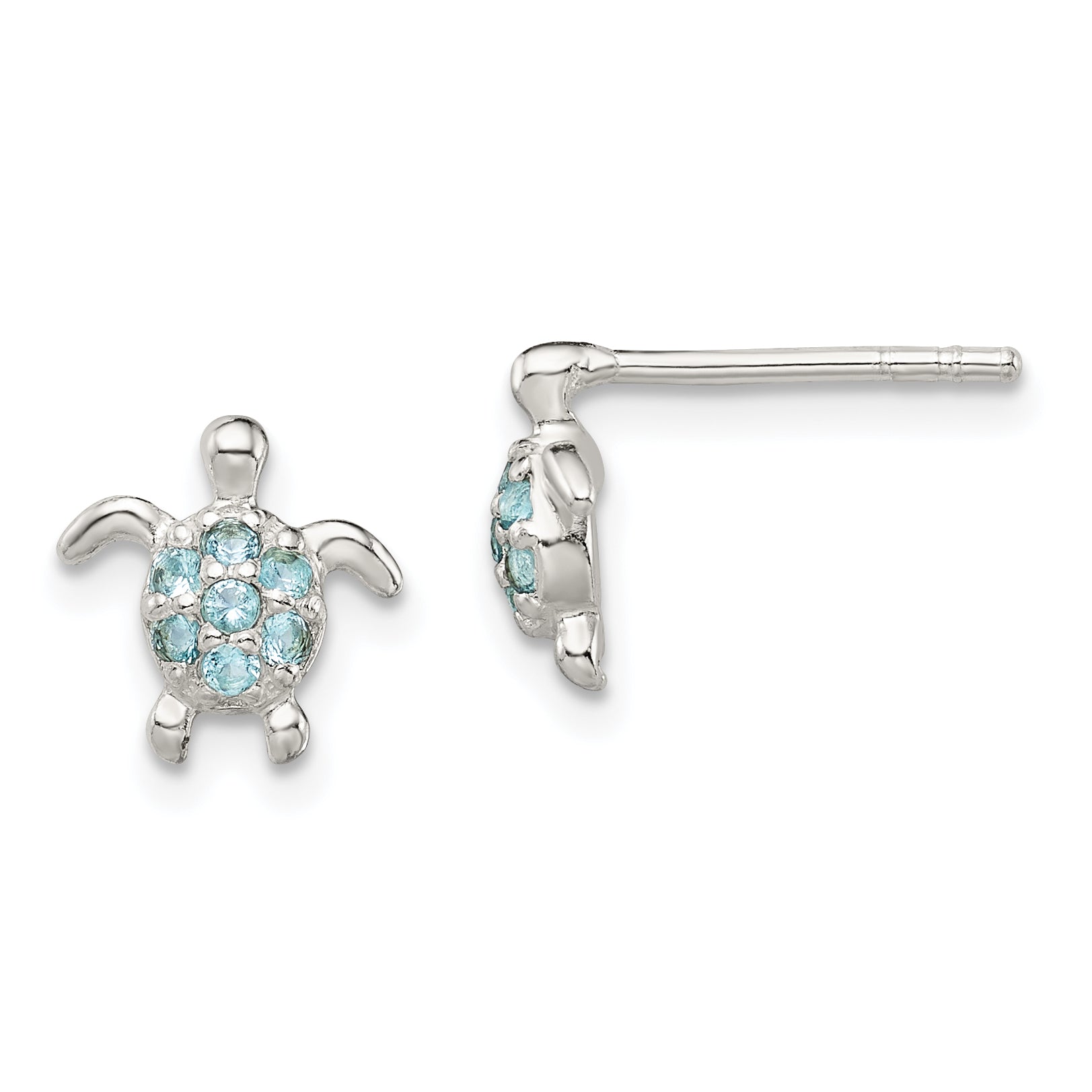 Sterling Silver CZ Turtle Post Earrings Main image