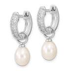 Sterling Silver RH 7-8mm Wte/Blk FWC Pearl CZ Changeable Earring