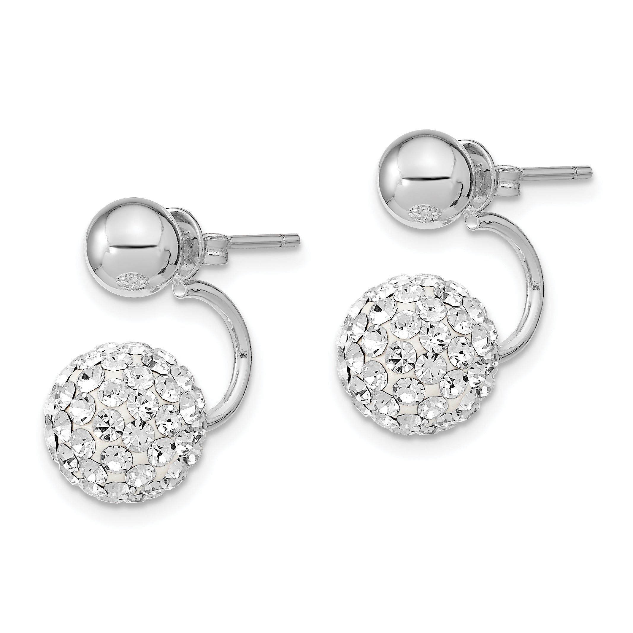 Sterling Silver RH  3 pair MOP & Crystal Front Dangle Back Earring Set