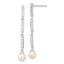 Sterling Silver Rhodium-plated 6-7mm Rice FWC Pearl CZ Post Dangle Earrings