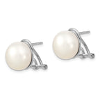 Sterling Silver Rhodium-plated 12-13mm FWC Pearl Omega Back Earrings