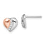 Sterling Silver Rhodium/Rose Gold-plated CZ Heart Earrings