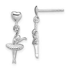 Sterling Silver Rhodium-plated Ballerina Dangle Post Earrings