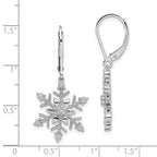Sterling Silver Rhodium Diam. Snowflake Leverback Earrings