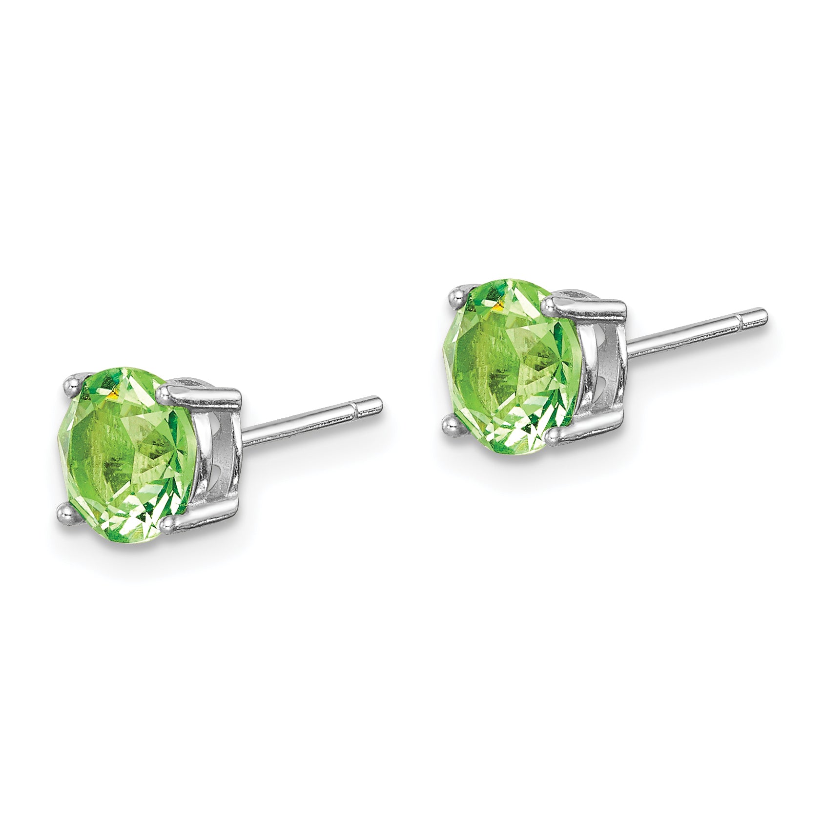 Sterling Silver Rhod-pltd Light Green Crystal Birthstone Earrings Secondary image
