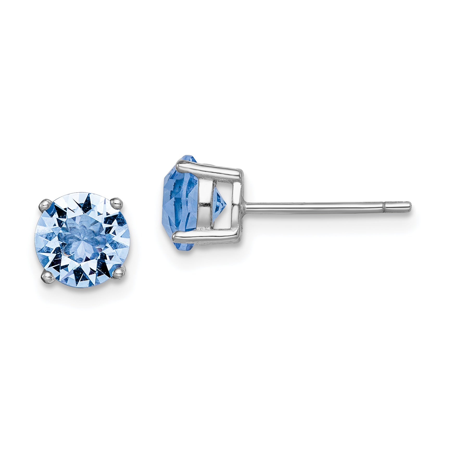 Sterling Silver Rhod-pltd Light Blue Crystal Birthstone Earrings Main image