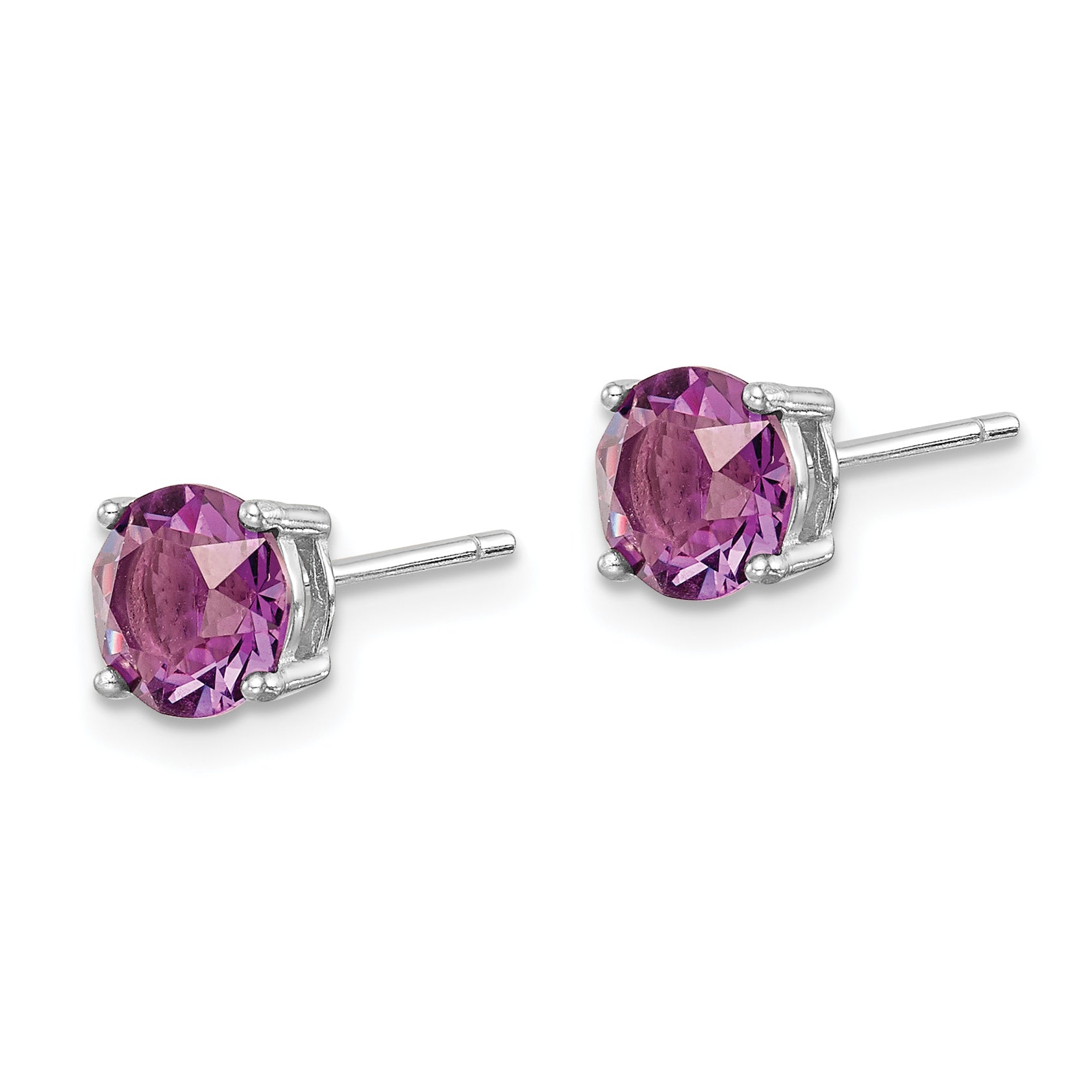 Sterling Silver Rhod-pltd Purple Crystal Birthstone Earrings Secondary image
