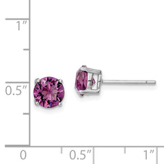 Sterling Silver Rhod-pltd Purple Crystal Birthstone Earrings