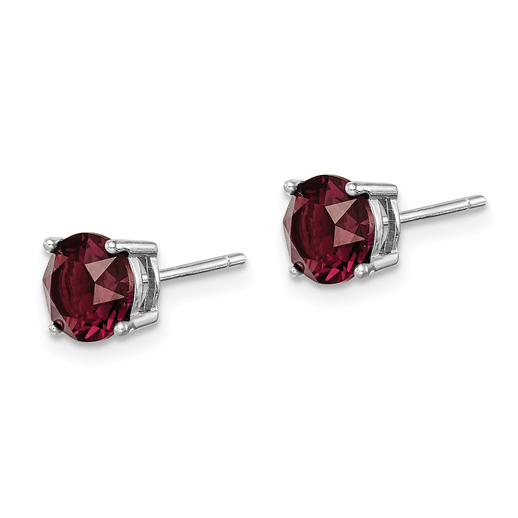 Sterling Silver Rhod-pltd Burgundy Crystal Birthstone Earrings Secondary image