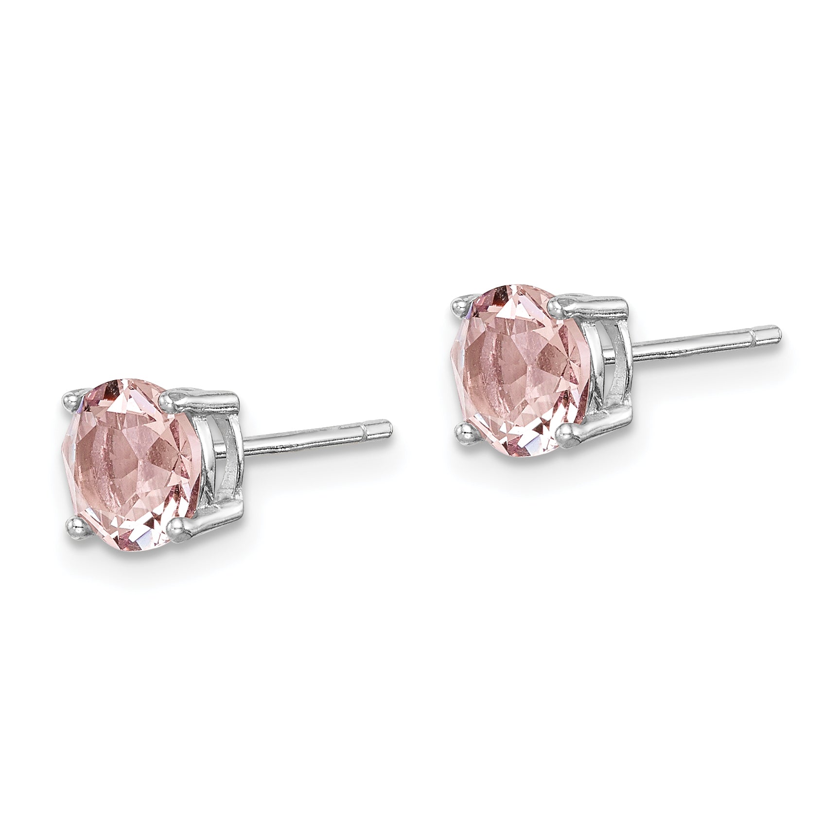 Sterling Silver Rhod-pltd Lavender Pink Crystal Birthstone Earrings Secondary image