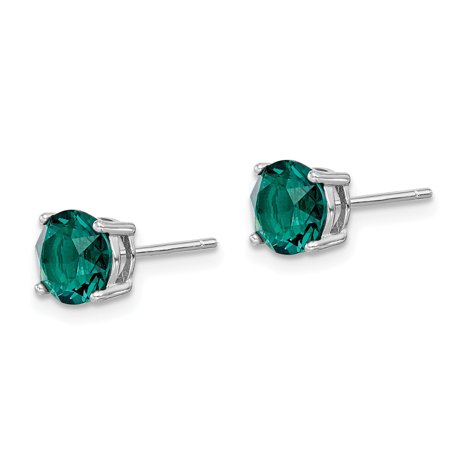 Sterling Silver Rhod-pltd Green Crystal Birthstone Earrings Secondary image