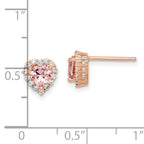 Sterling Silver Rose-plated  Post CZ and Crystal Pink Heart Earrings