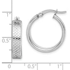 Sterling Silver Rhodium-plated Textured 5x20mm Hoop Earrings