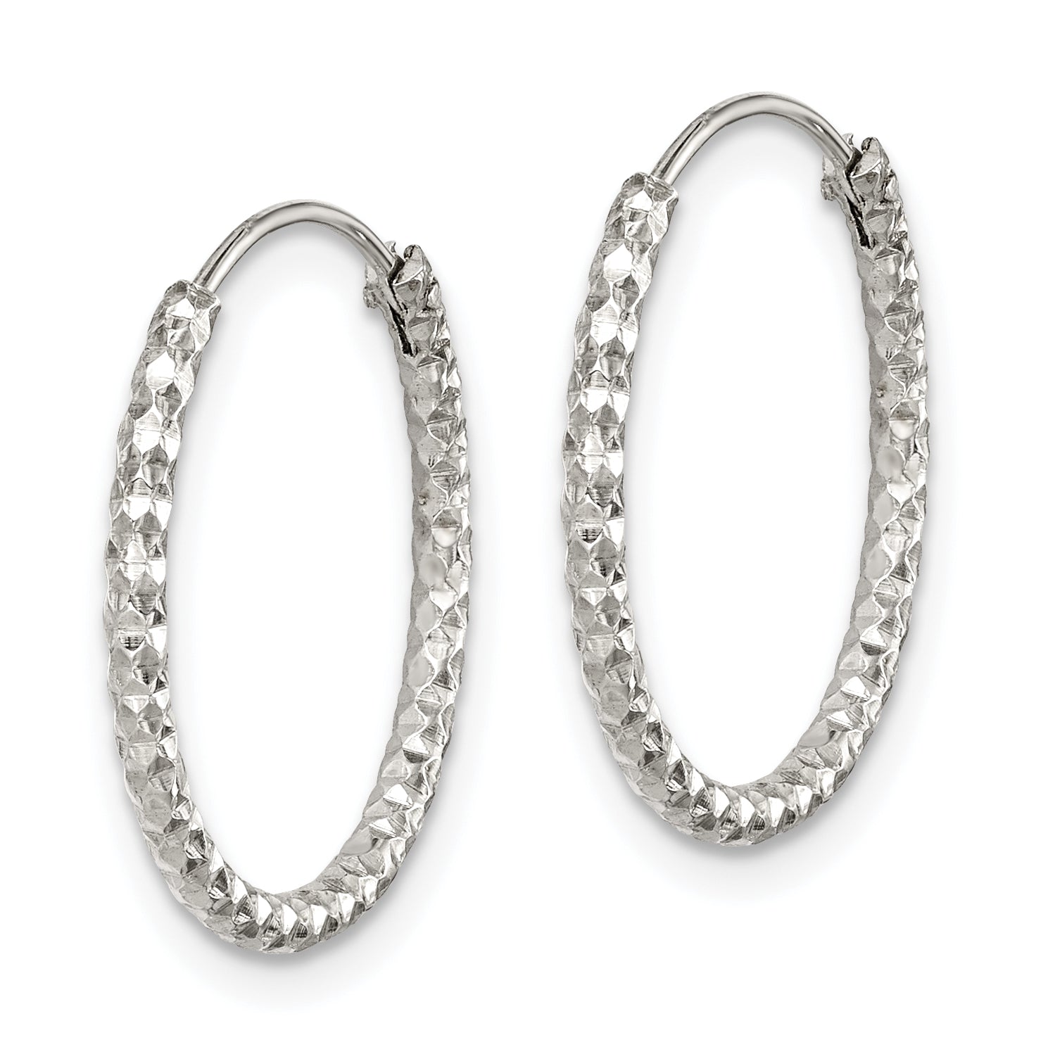Sterling Silver Diamond Cut 1.5x18mm Endless Hoop Earrings Secondary image