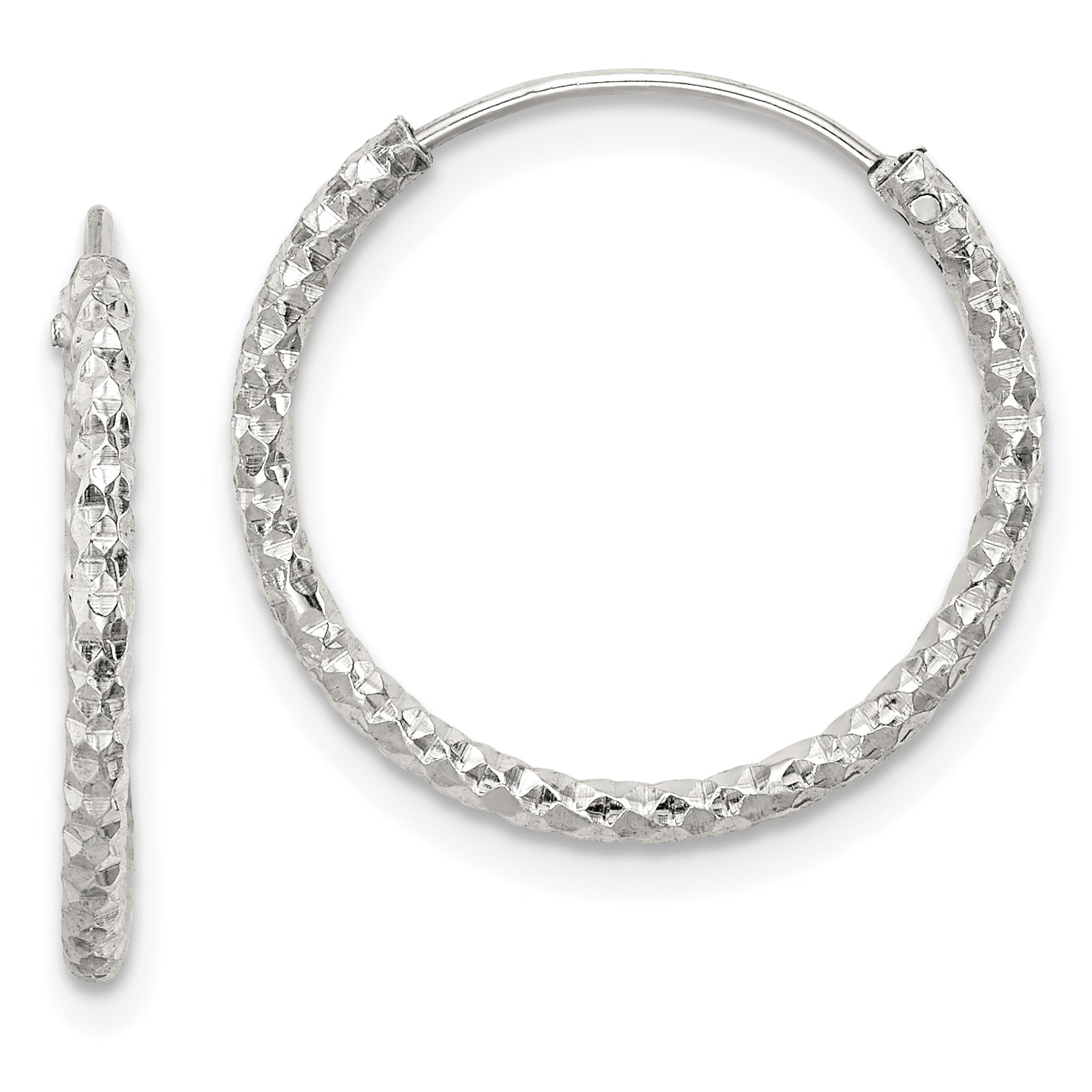 Sterling Silver Diamond Cut 1.5x18mm Endless Hoop Earrings Main image