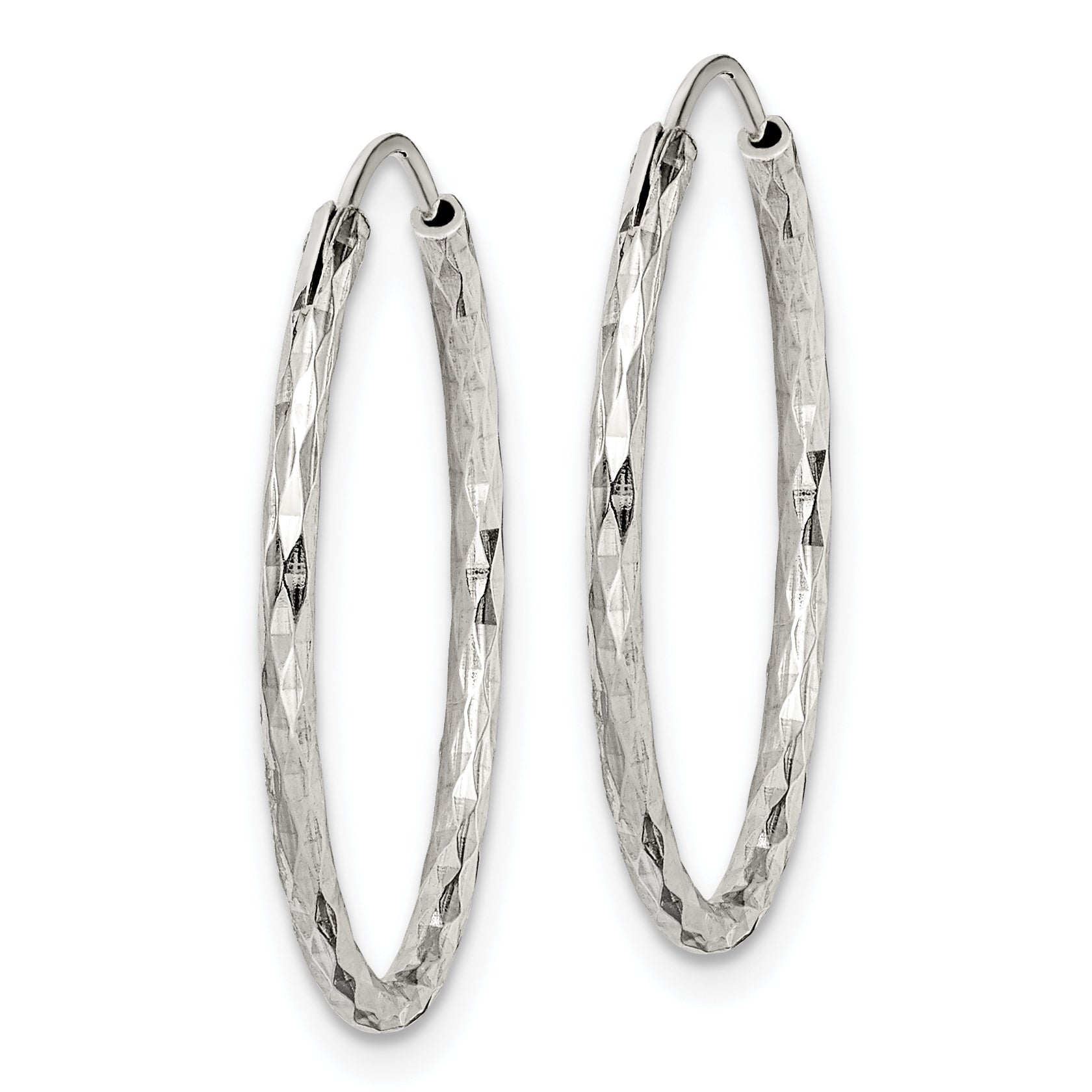 Sterling Silver Diamond Cut 1.5x24mm Endless Hoop Earrings Secondary image