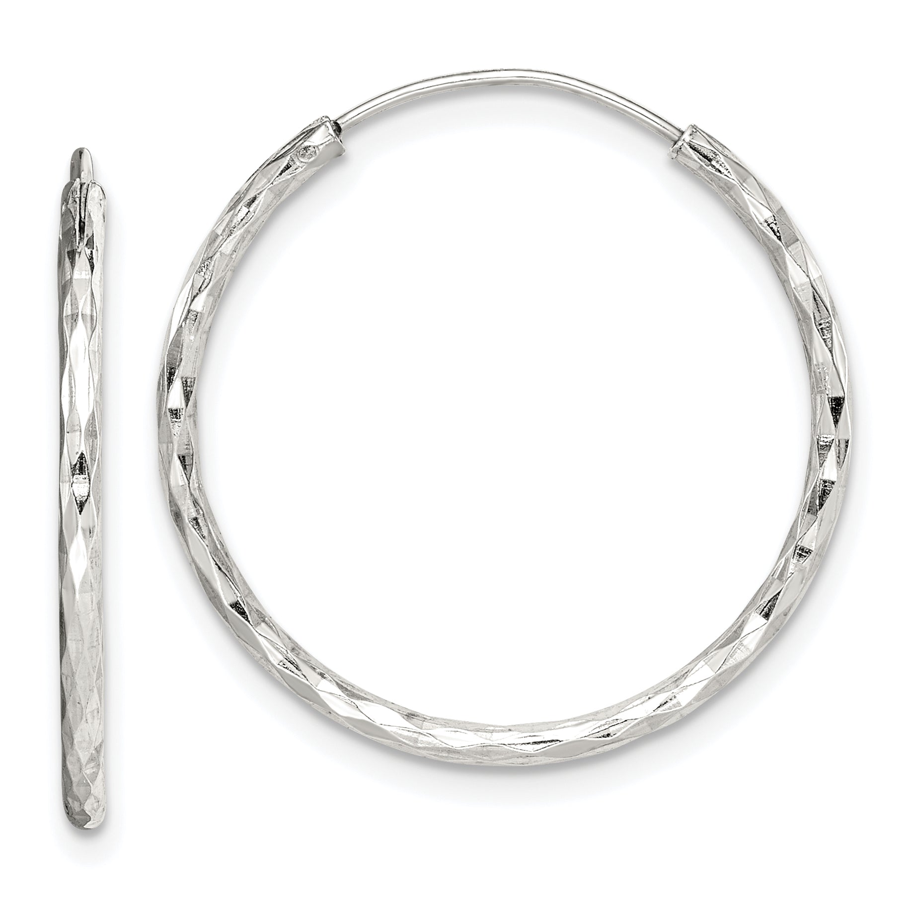 Sterling Silver Diamond Cut 1.5x24mm Endless Hoop Earrings Main image