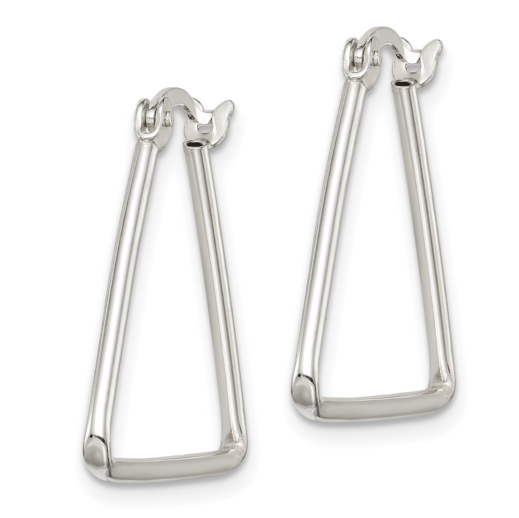 Sterling Silver Polished Triangle Hoop Earrings Secondary image