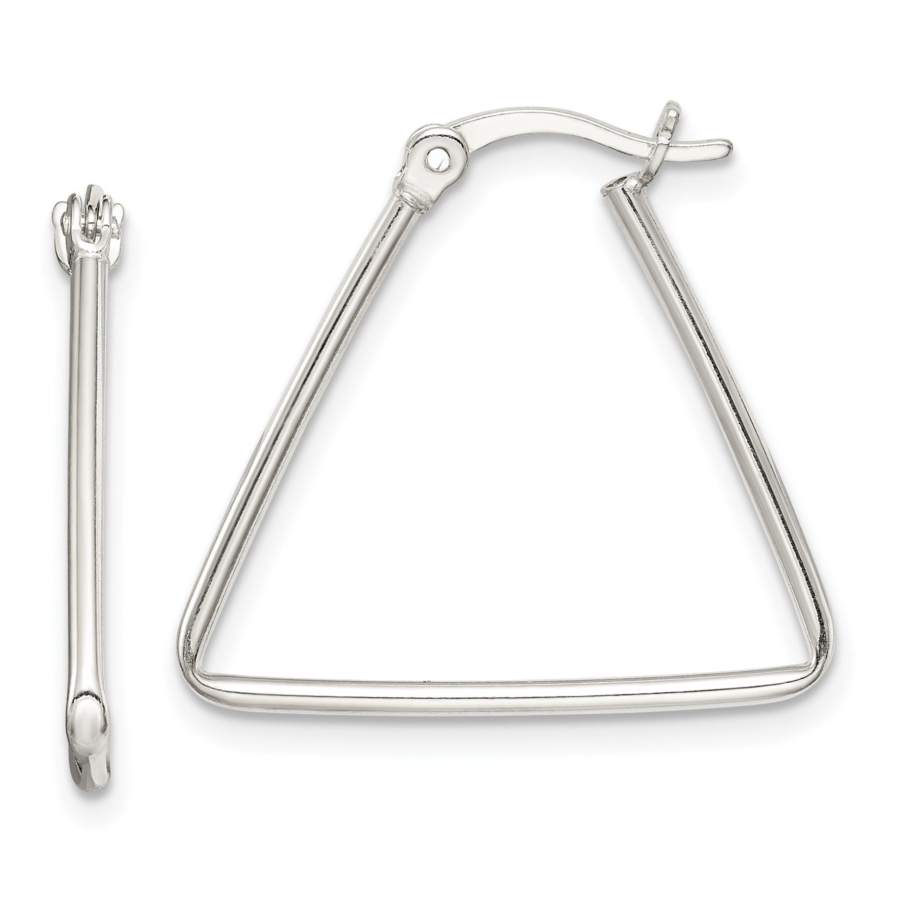 Sterling Silver Polished Triangle Hoop Earrings Main image