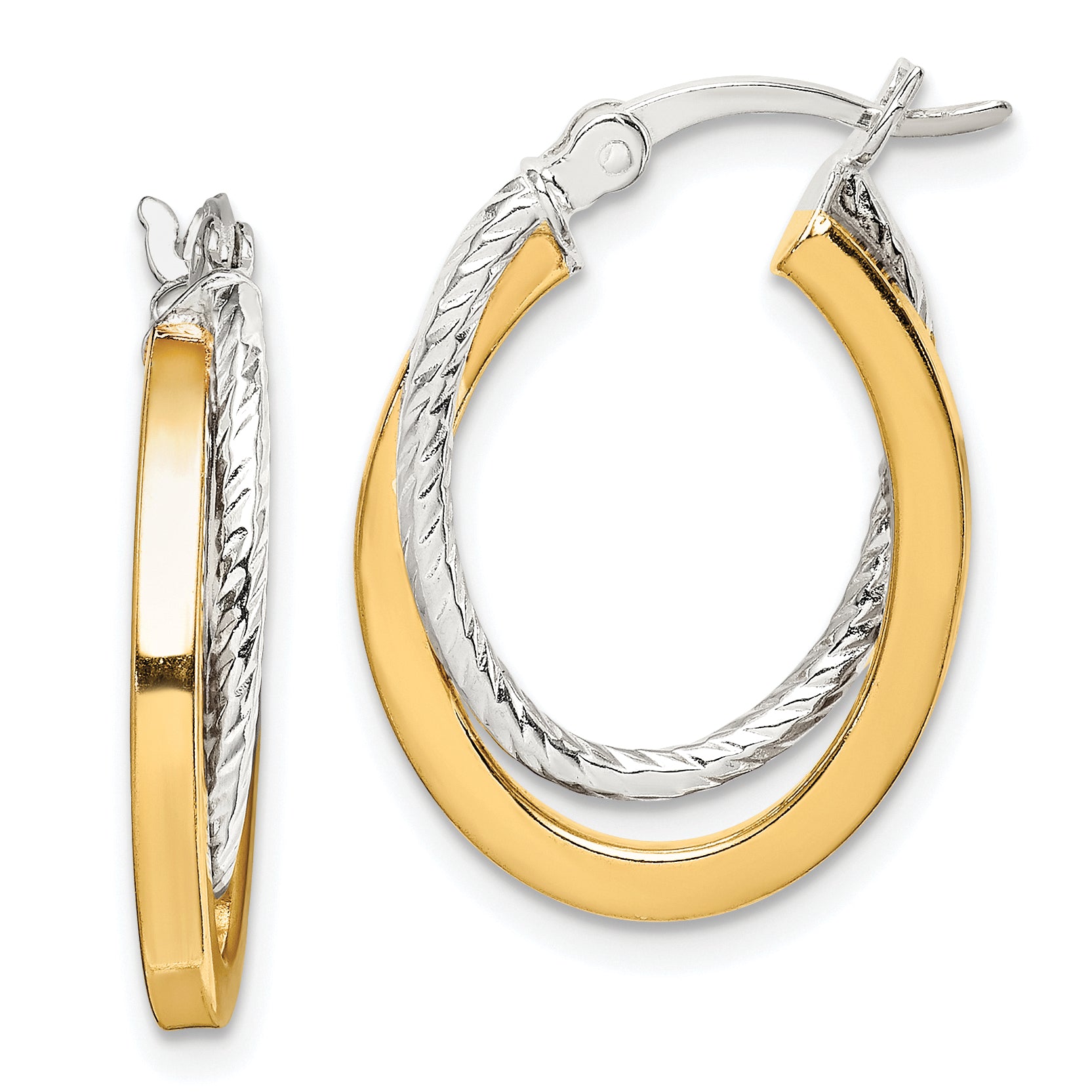 Sterling Silver and Gold Tone Double Hoop Earrings Main image