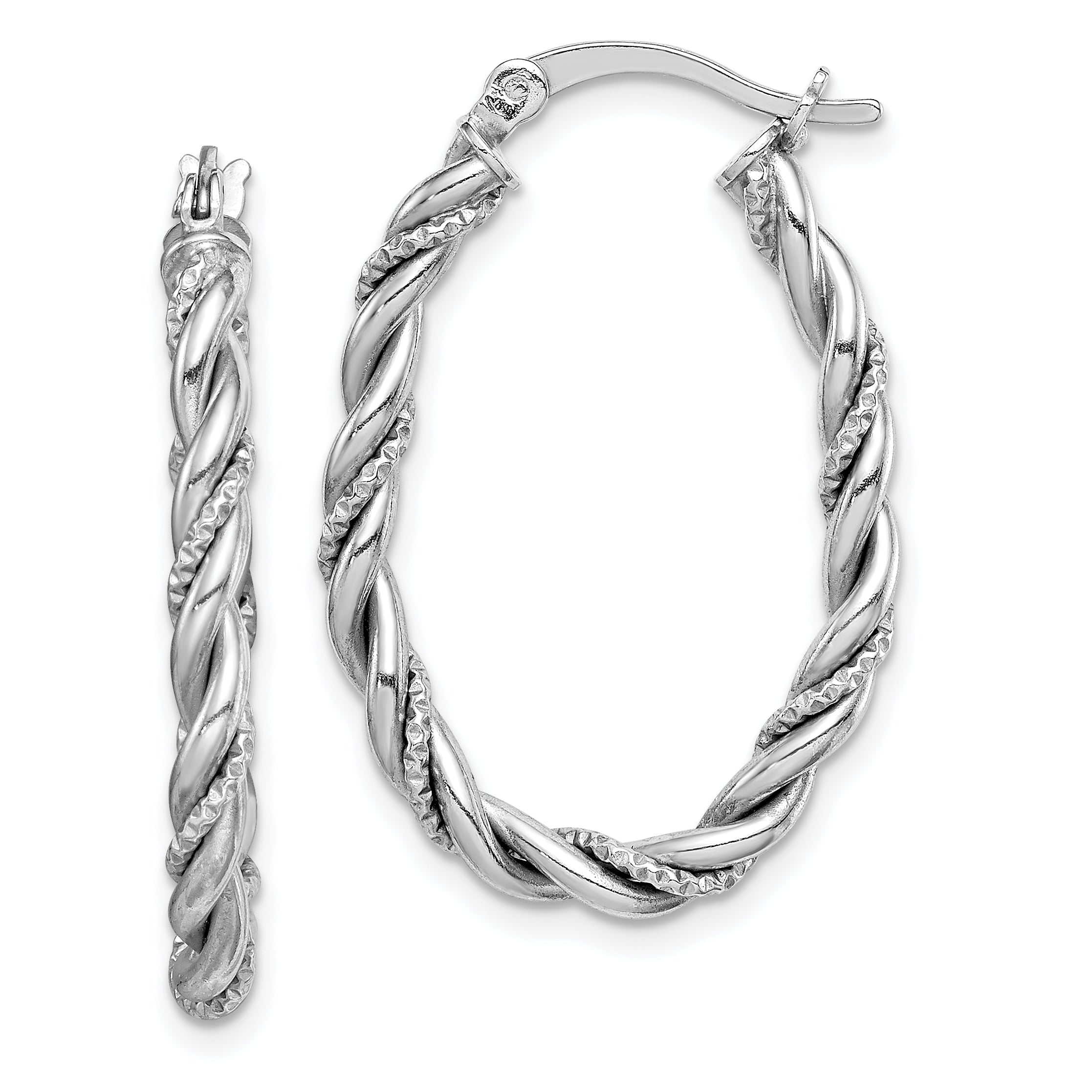 Sterling Silver Rhodium-plated 2.5mm Twisted Oval Hoop Earrings Main image