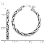 Sterling Silver Rhodium-plated 2.5x30mm Twisted Hoop Earrings