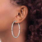 Sterling Silver Polished & Diamond-cut 2.5mm Round Hoop Earrings