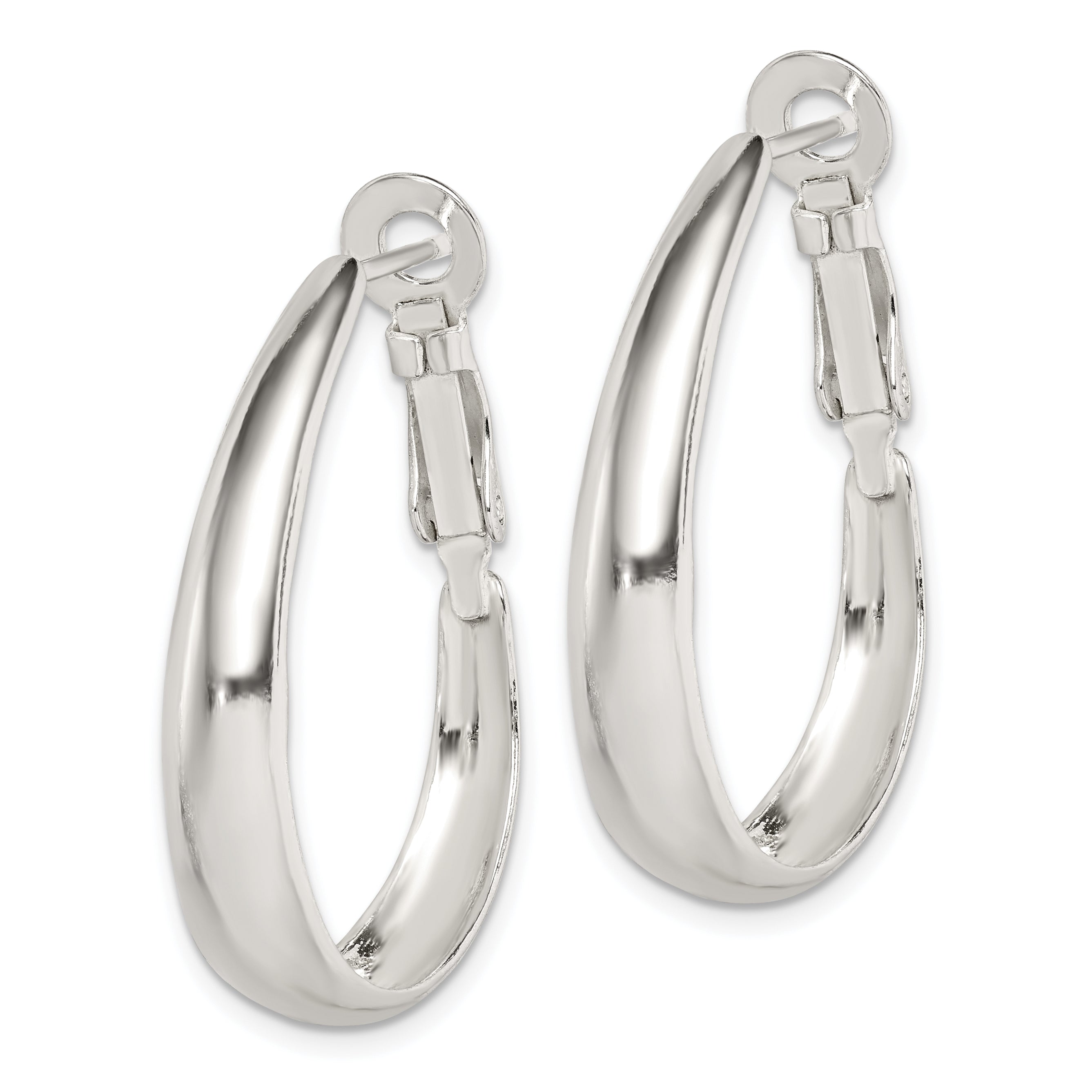 Sterling Silver Polished Omega Back Hoop Earrings Secondary image