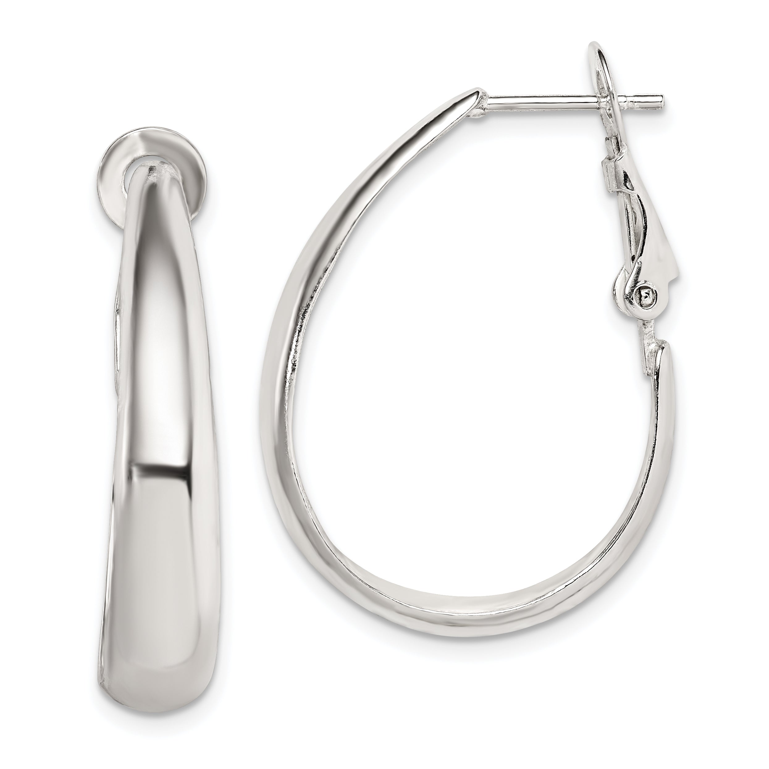Sterling Silver Polished Omega Back Hoop Earrings