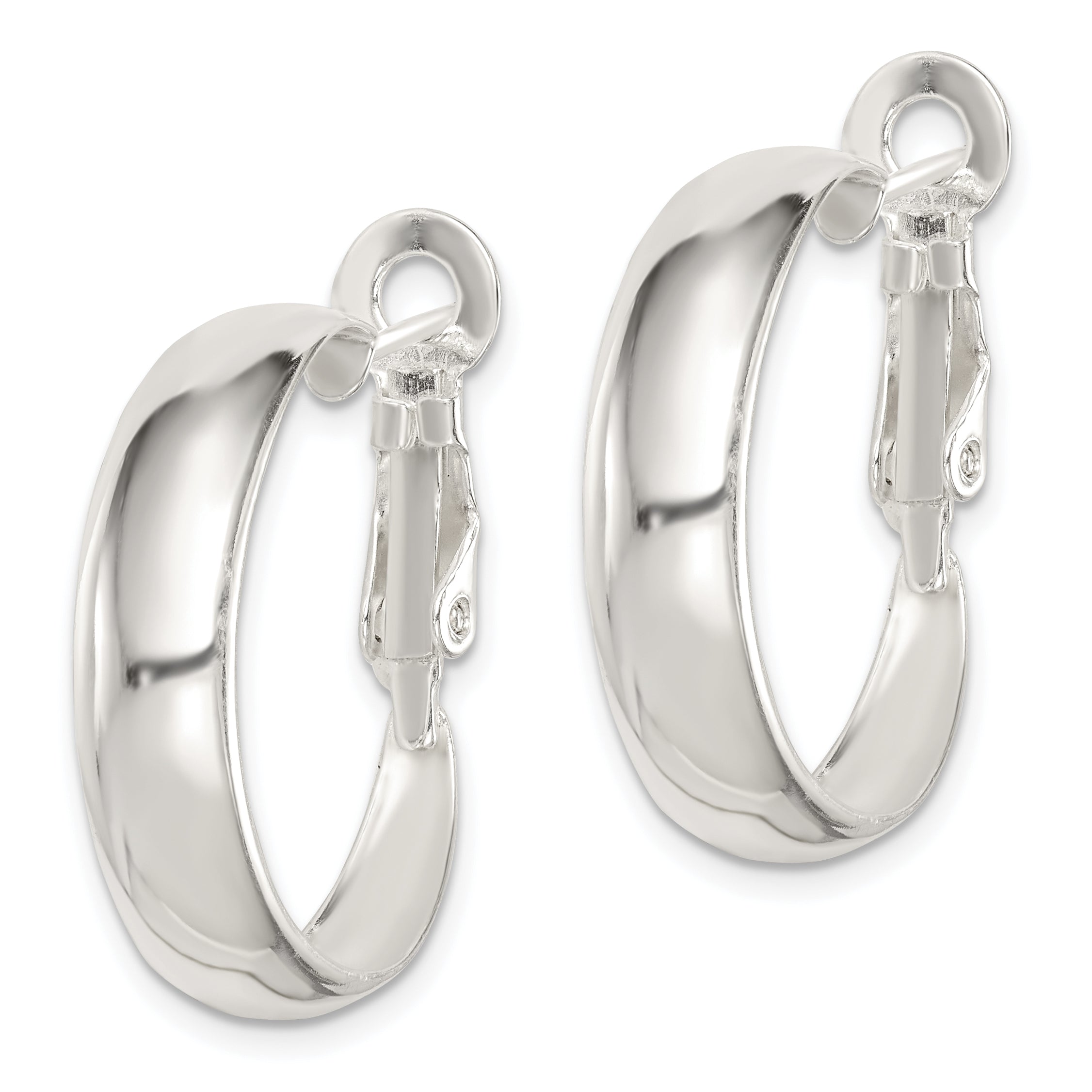 Sterling Silver Polished 6mm Omega Back Hoop Earrings Secondary image