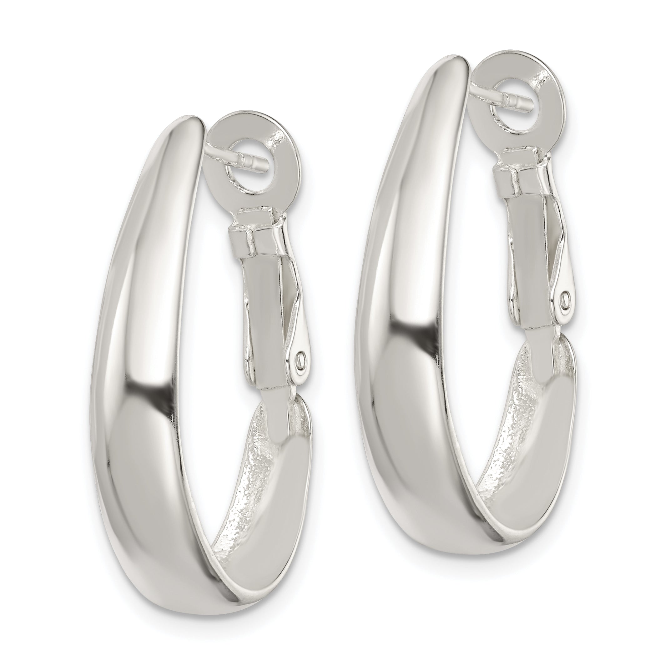 Sterling Silver Polished Omega Back Hoop Earrings Secondary image