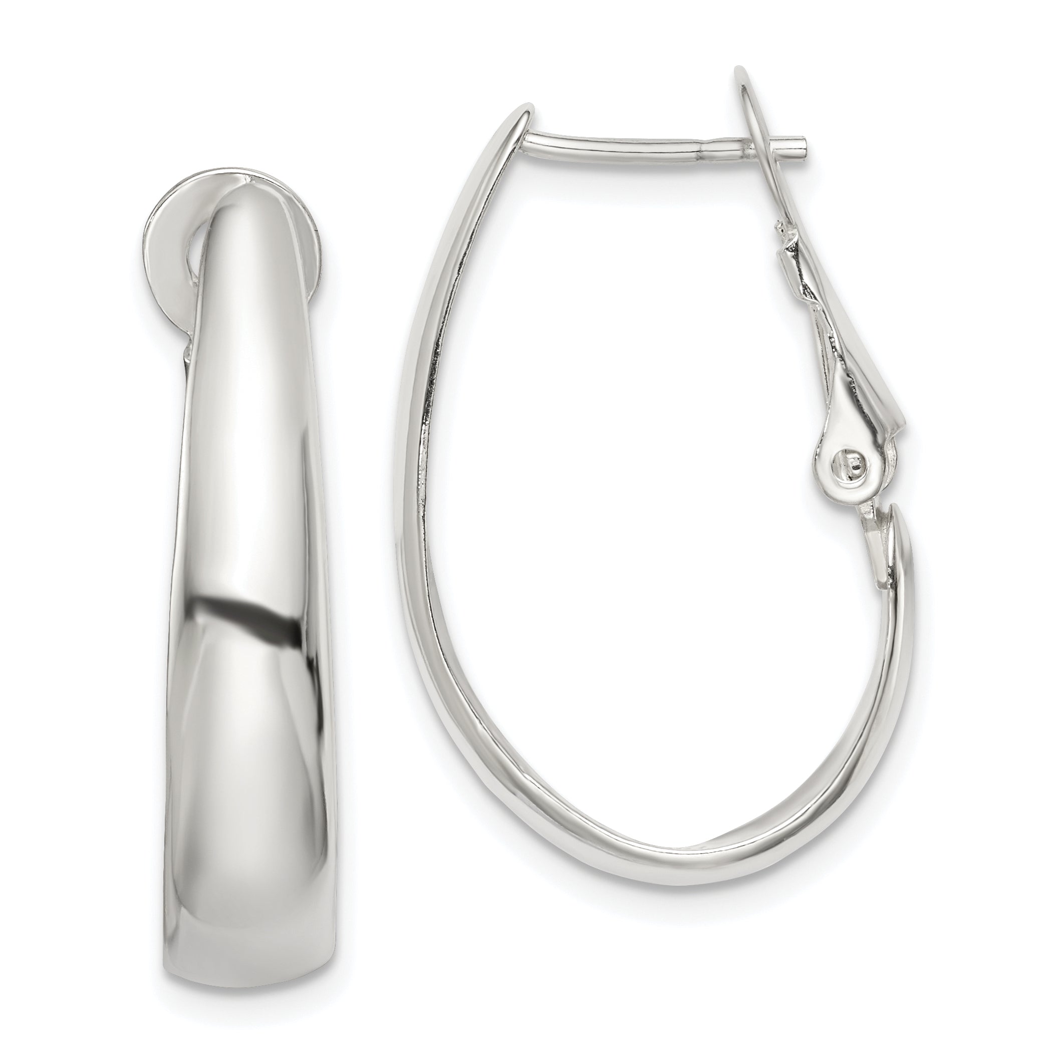 Sterling Silver Polished Omega Back Hoop Earrings Main image