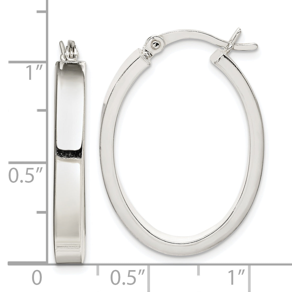 Sterling Silver Polished 4mm Oval Hoop Earrings