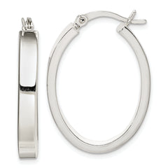 Sterling Silver Polished 4mm Oval Hoop Earrings