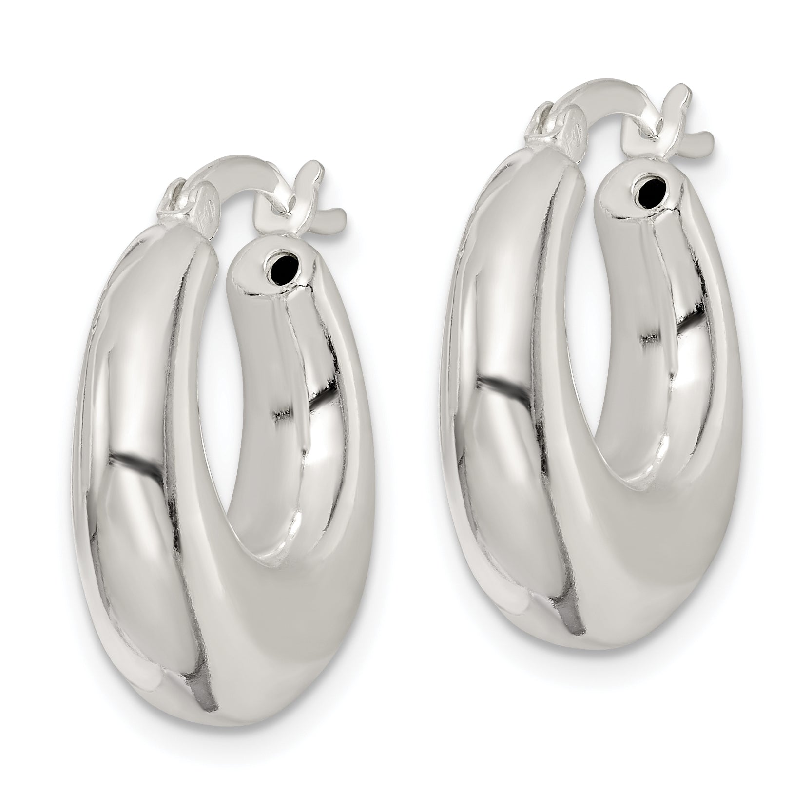 Sterling Silver Polished & Tapered Round Hoop Earrings Secondary image