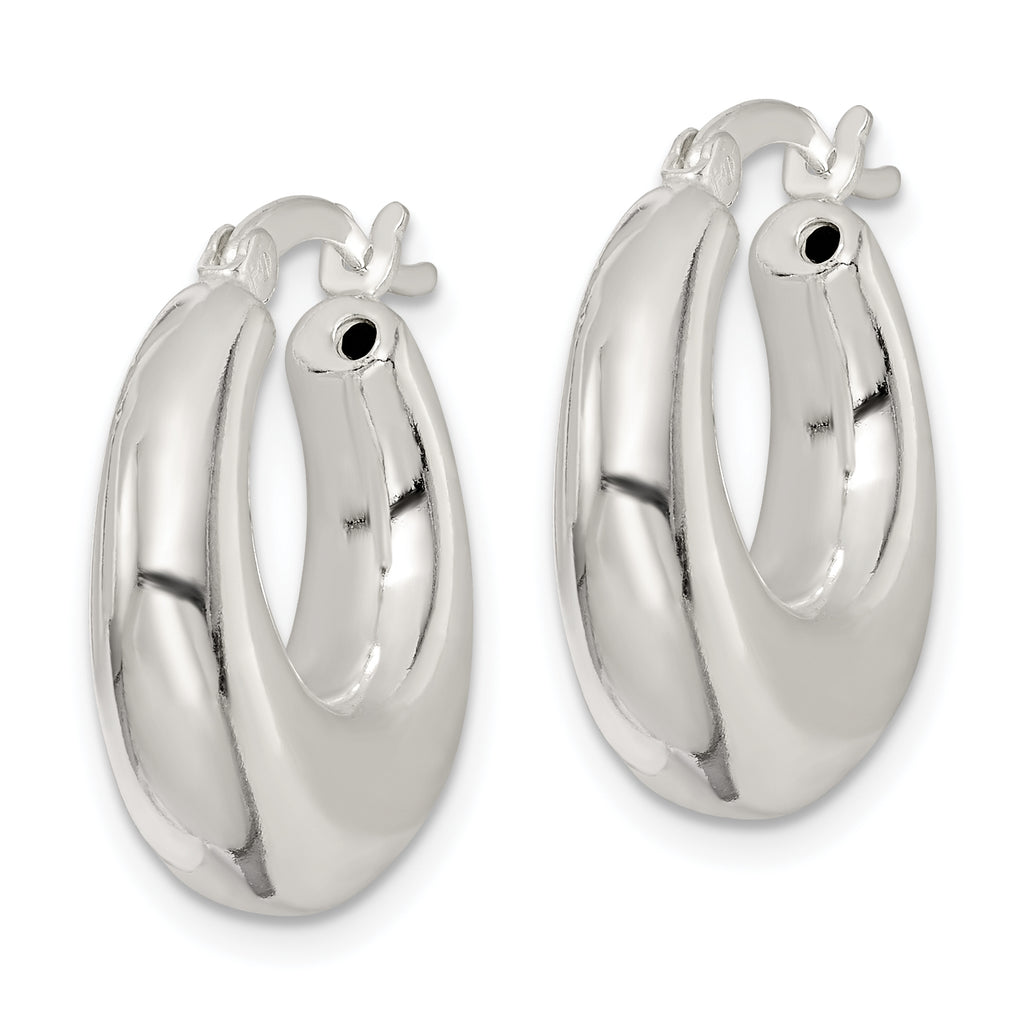 Sterling Silver Polished & Tapered Round Hoop Earrings
