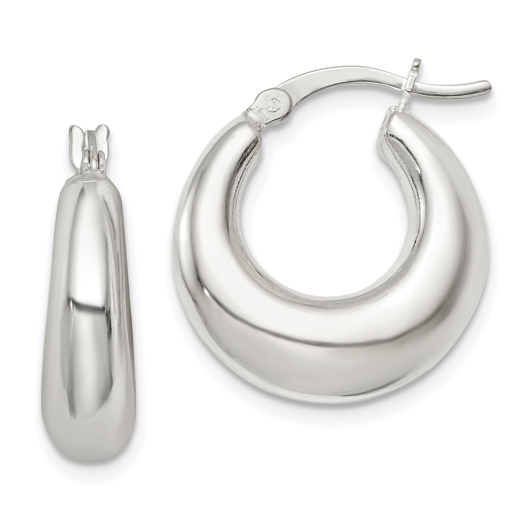 Sterling Silver Polished & Tapered Round Hoop Earrings Main image