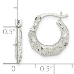 Sterling Silver Diamond Cut & Textured Hoop Earrings