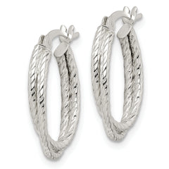 Sterling Silver Twisted and Textured Hoop Earrings