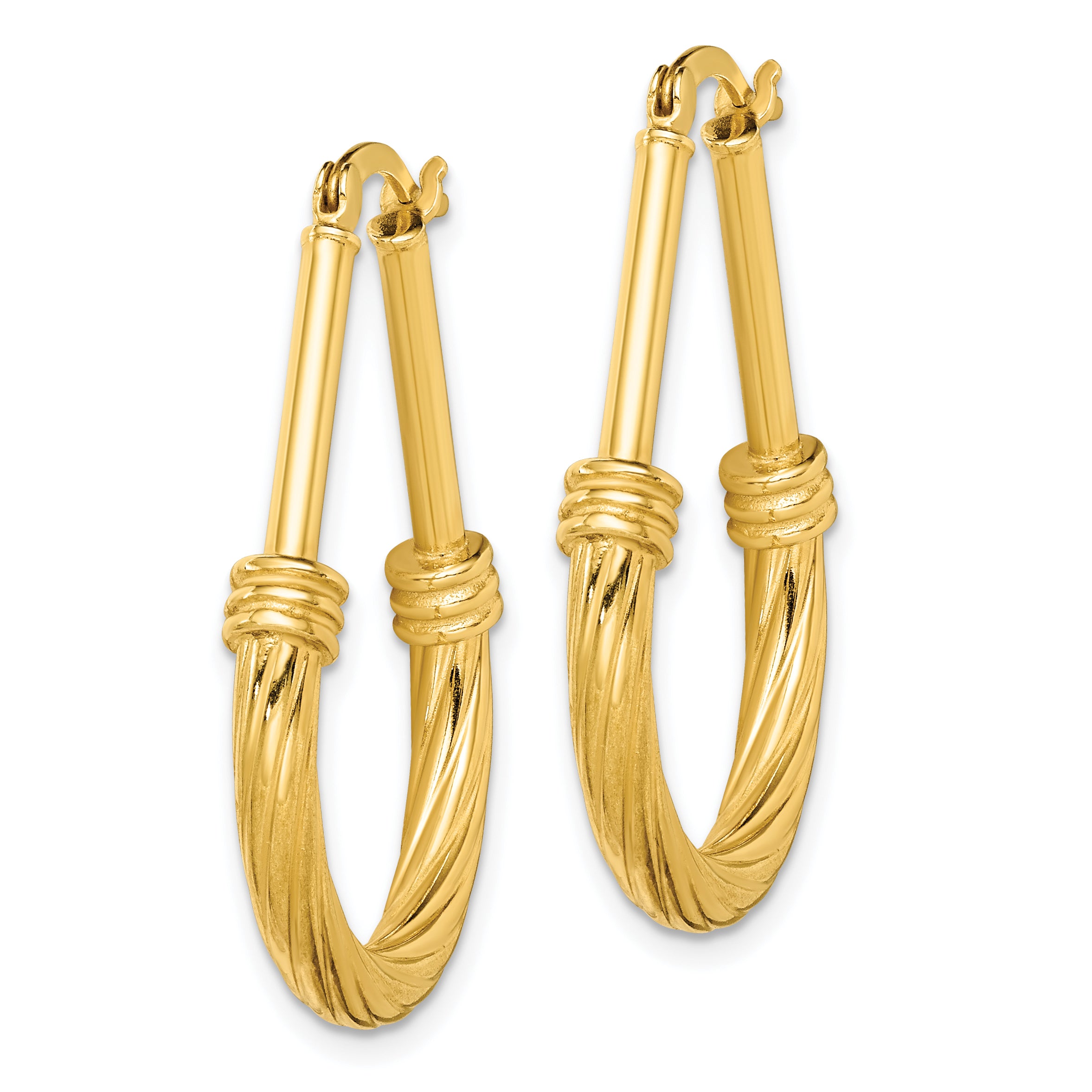 Sterling Silver Gold Tone Textured Hoop Earrings