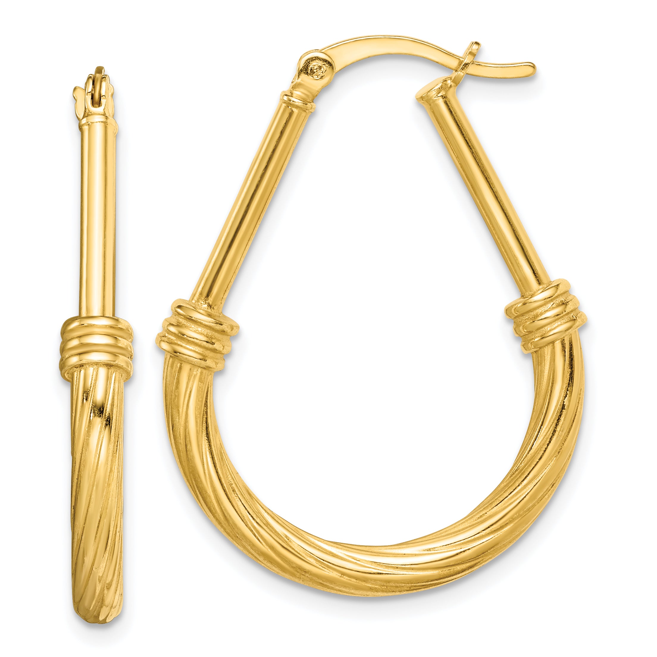 Sterling Silver Gold Tone Textured Hoop Earrings Main image