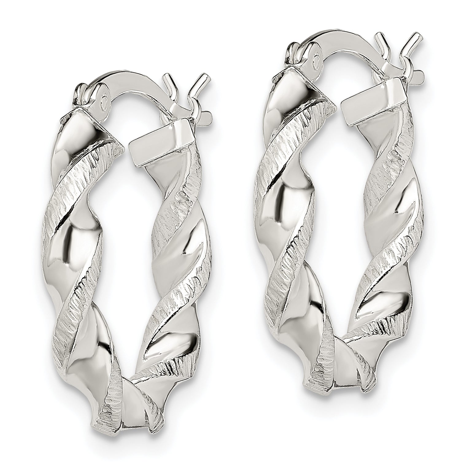 Sterling Silver Twisted and Textured Hoop Earrings Secondary image