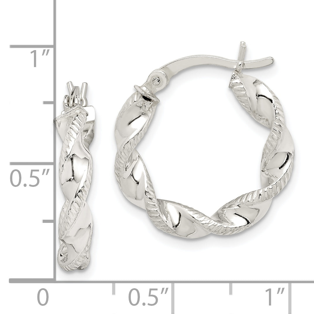 Sterling Silver Twisted and Textured Hoop Earrings