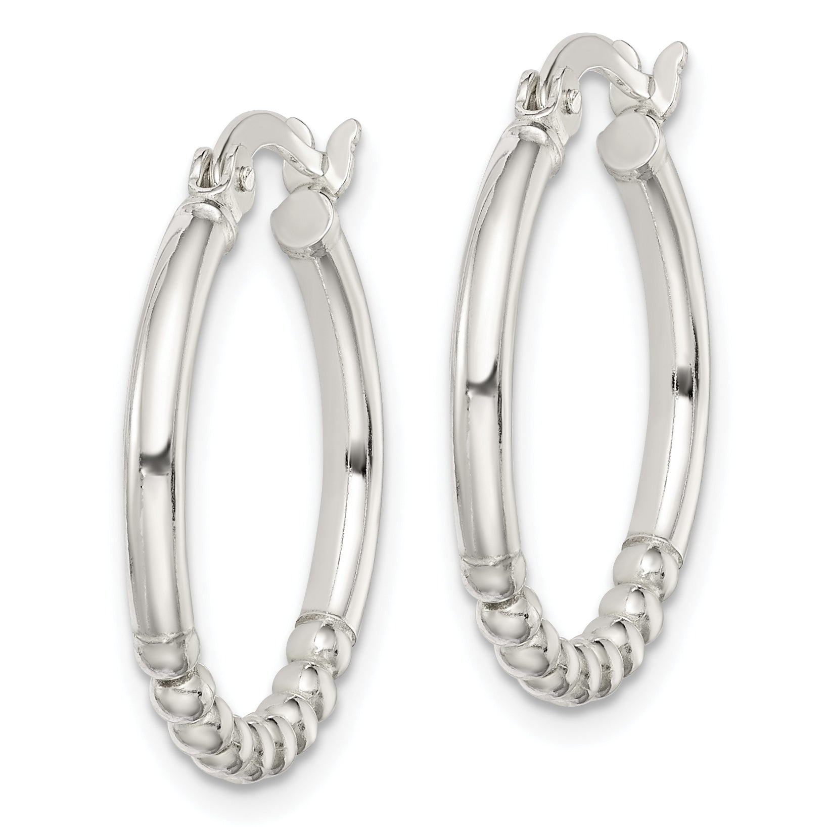 Sterling Silver Beaded Hoop Earrings Secondary image