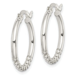 Sterling Silver Beaded Hoop Earrings