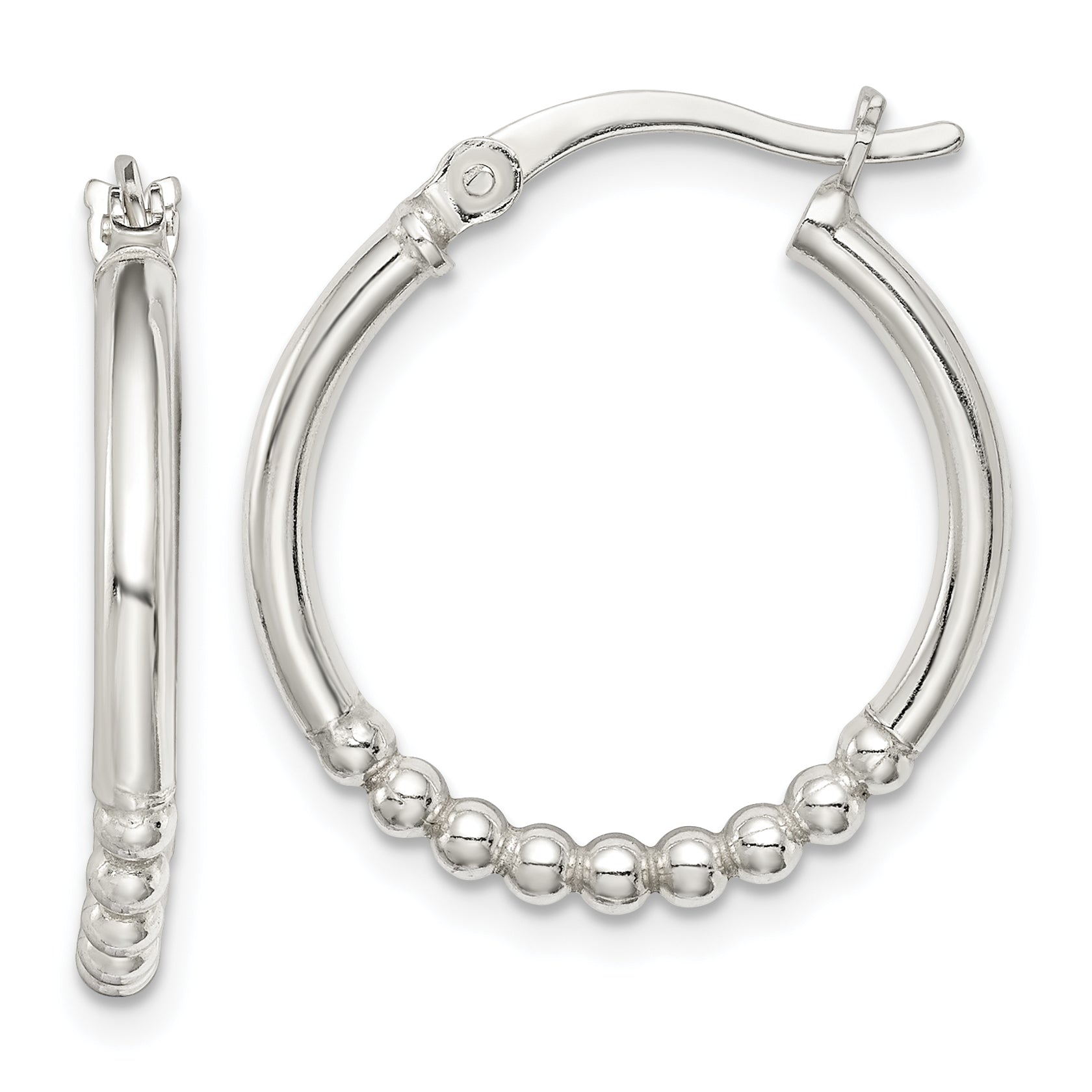 Sterling Silver Beaded Hoop Earrings Main image