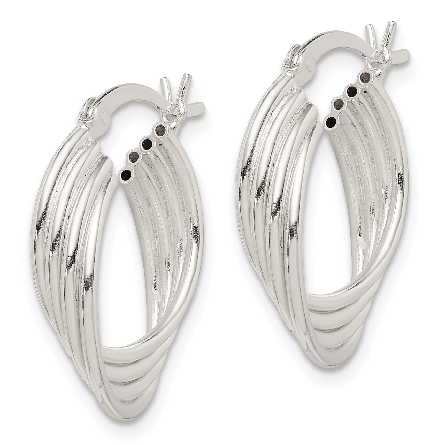 Sterling Silver Polished Twisted Multi-tube Round Hoop Earrings Secondary image