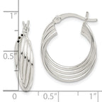 Sterling Silver Polished Twisted Multi-tube Round Hoop Earrings